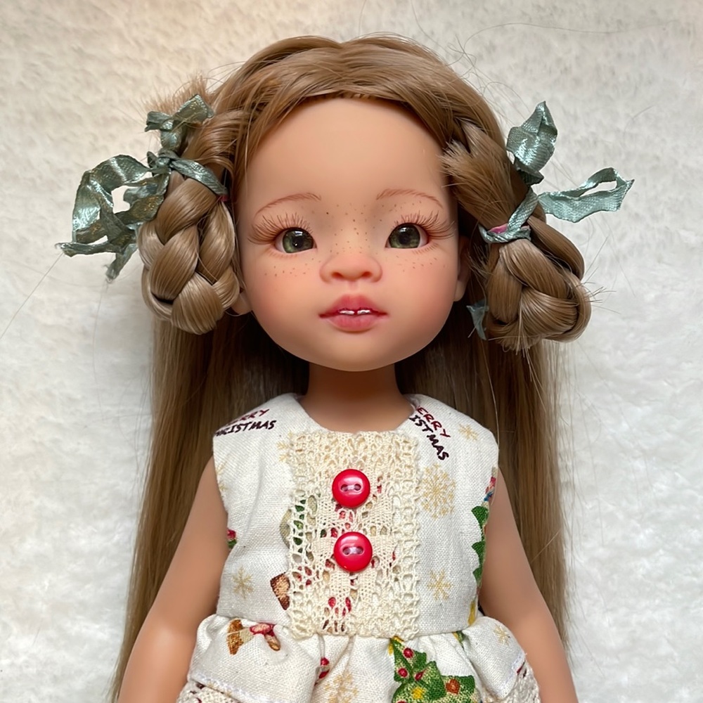 ooak custom paola reina doll in christmas dress and shoes